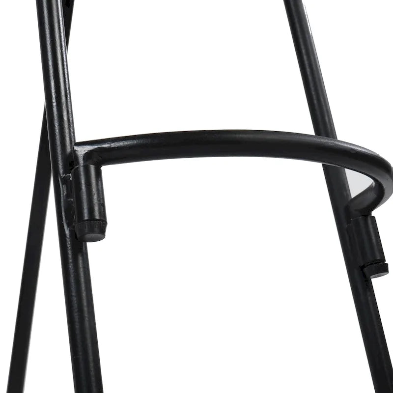 Tabouret de bar dossier bas, marron naturel et noir, assise selle en bois de manguier, 1 place