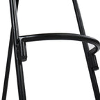Tabouret de bar dossier bas, marron naturel et noir, assise selle en bois de manguier, 1 place