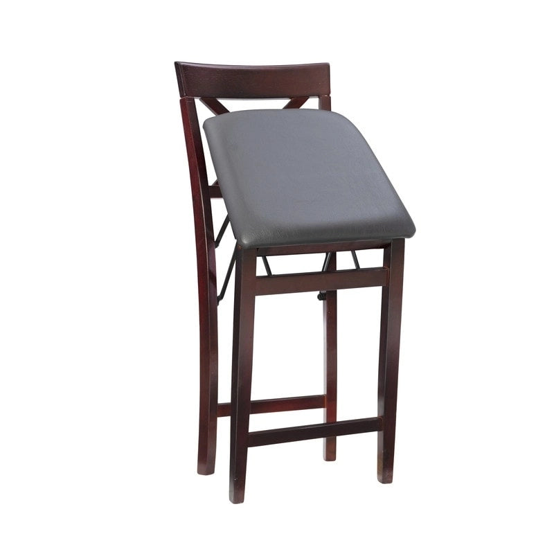 Noir/Gris, Similicuir/Tissu, Tabouret de bar pliant, 1 personne
