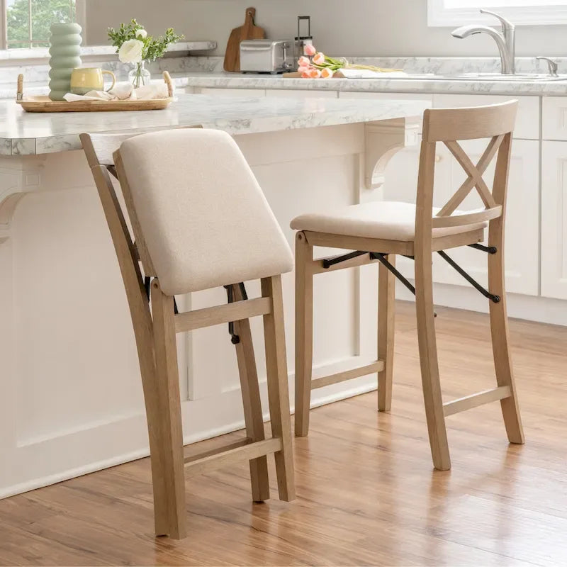 Noir/Gris, Similicuir/Tissu, Tabouret de bar pliant, 1 personne