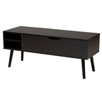 Table basse relevable marron foncé et noire avec rangement – Style moderne, 1 personne