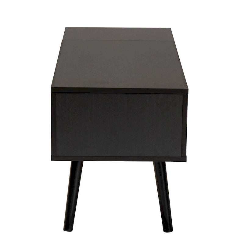 Table basse relevable marron foncé et noire avec rangement – Style moderne, 1 personne