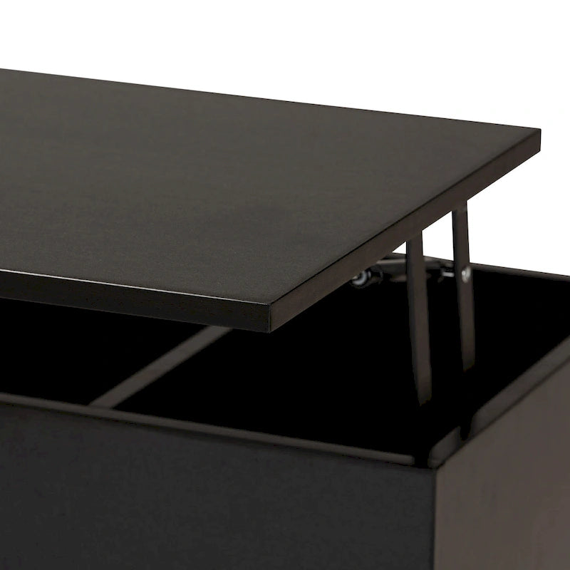 Table basse relevable marron foncé et noire avec rangement – Style moderne, 1 personne
