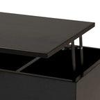 Table basse relevable marron foncé et noire avec rangement – Style moderne, 1 personne
