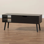 Table basse relevable marron foncé et noire avec rangement – Style moderne, 1 personne