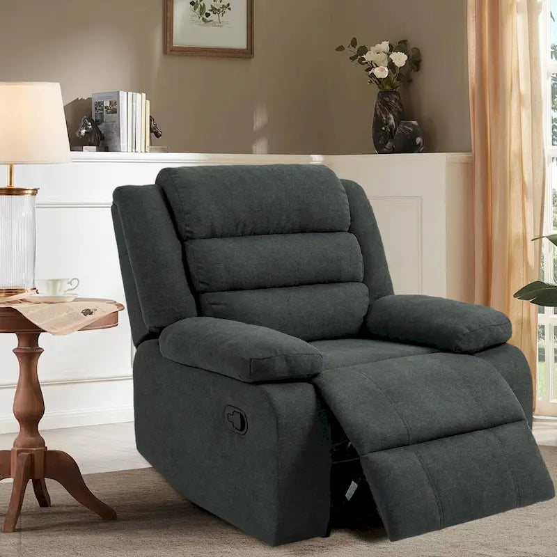 Fauteuil inclinable manuel en coton beige / gris foncé / gris, simple