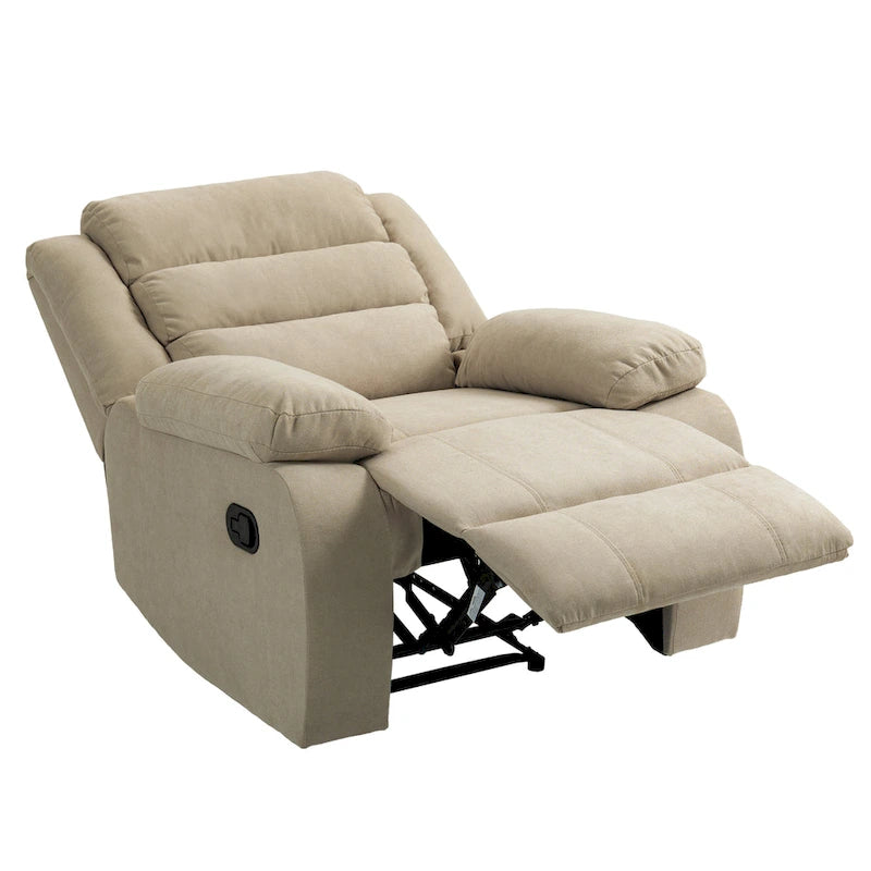 Fauteuil inclinable manuel en coton beige / gris foncé / gris, simple