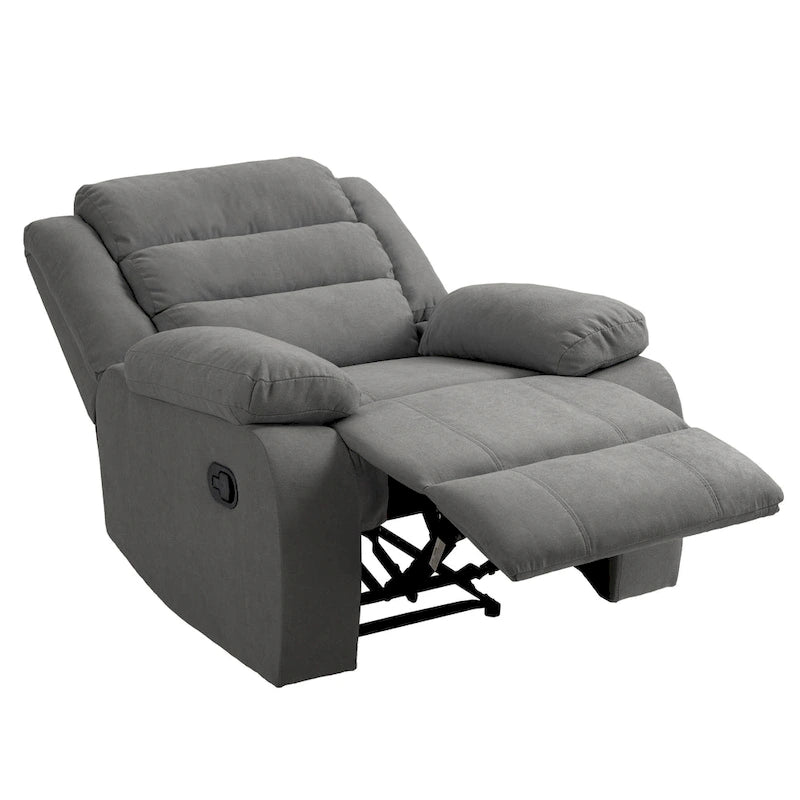 Fauteuil inclinable manuel en coton beige / gris foncé / gris, simple