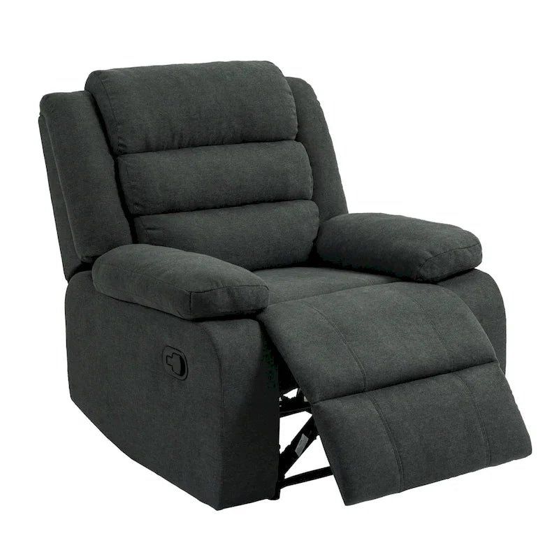 Fauteuil inclinable manuel en coton beige / gris foncé / gris, simple
