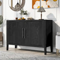 Buffet 2 portes noir/beige/expresso, cadre en bois avec étagère réglable