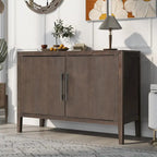 Buffet 2 portes noir/beige/expresso, cadre en bois avec étagère réglable