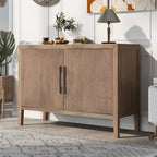 Buffet 2 portes noir/beige/expresso, cadre en bois avec étagère réglable