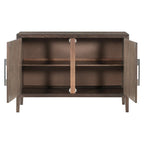 Buffet 2 portes noir/beige/expresso, cadre en bois avec étagère réglable