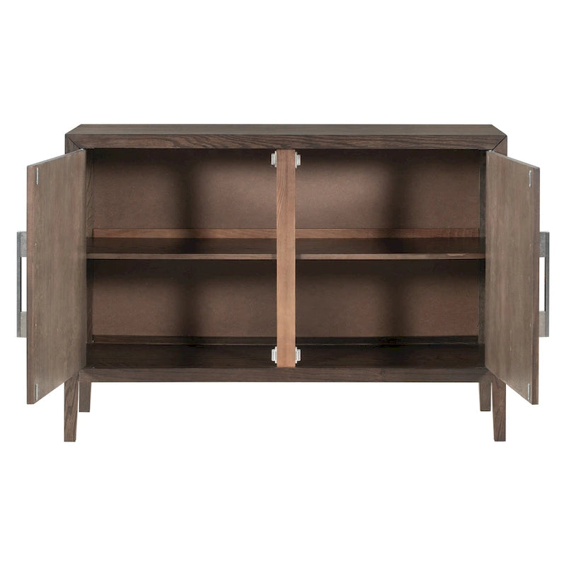 Buffet 2 portes noir/beige/expresso, cadre en bois avec étagère réglable