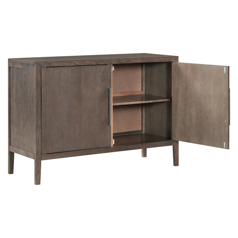 Buffet 2 portes noir/beige/expresso, cadre en bois avec étagère réglable