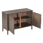 Buffet 2 portes noir/beige/expresso, cadre en bois avec étagère réglable