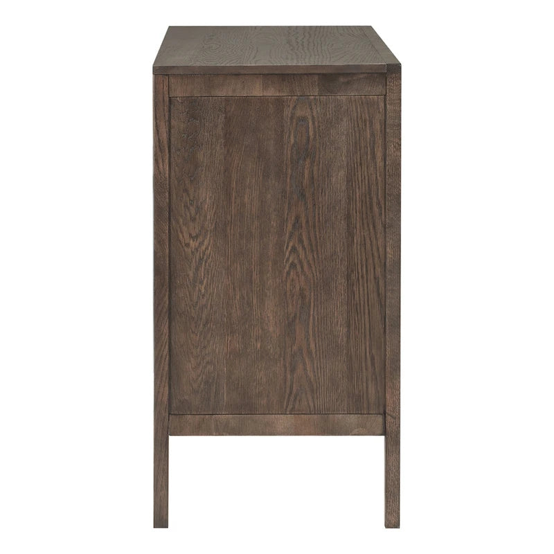 Buffet 2 portes noir/beige/expresso, cadre en bois avec étagère réglable