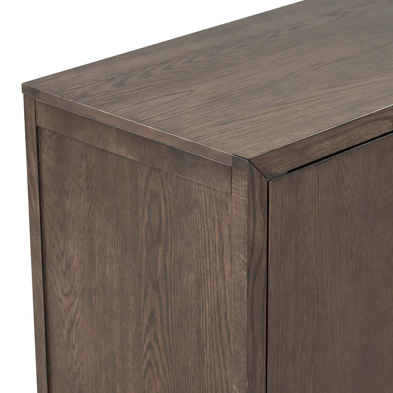 Buffet 2 portes noir/beige/expresso, cadre en bois avec étagère réglable
