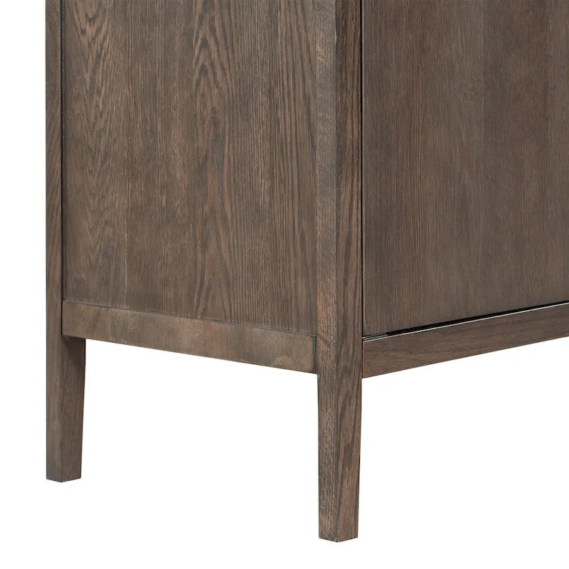Buffet 2 portes noir/beige/expresso, cadre en bois avec étagère réglable