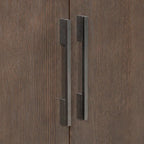 Buffet 2 portes noir/beige/expresso, cadre en bois avec étagère réglable