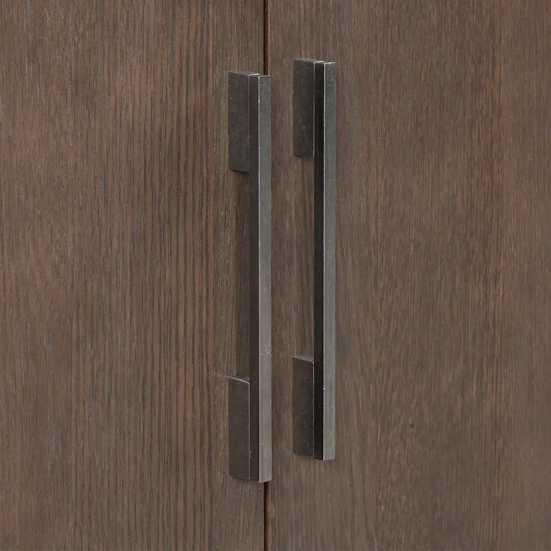 Buffet 2 portes noir/beige/expresso, cadre en bois avec étagère réglable