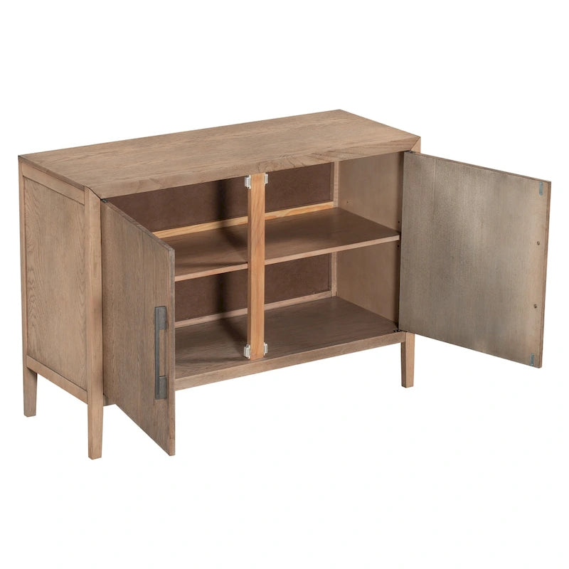 Buffet 2 portes noir/beige/expresso, cadre en bois avec étagère réglable