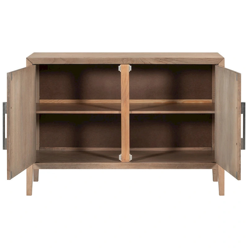 Buffet 2 portes noir/beige/expresso, cadre en bois avec étagère réglable