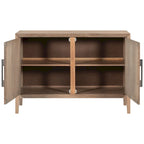 Buffet 2 portes noir/beige/expresso, cadre en bois avec étagère réglable