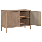 Buffet 2 portes noir/beige/expresso, cadre en bois avec étagère réglable