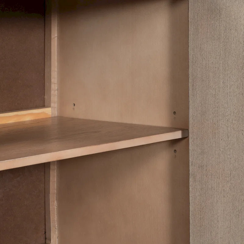 Buffet 2 portes noir/beige/expresso, cadre en bois avec étagère réglable
