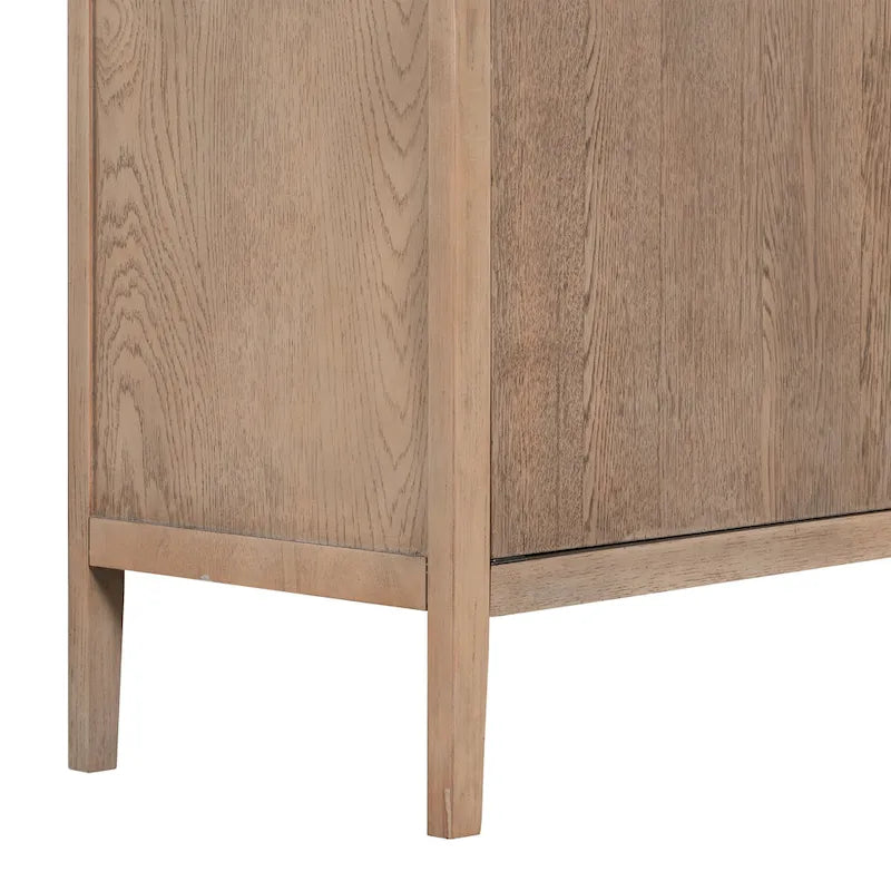 Buffet 2 portes noir/beige/expresso, cadre en bois avec étagère réglable