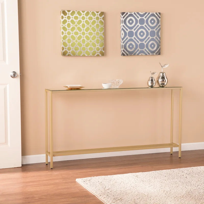 Console étroite or/noir/argent avec plateau miroir – Entrée 1 personne