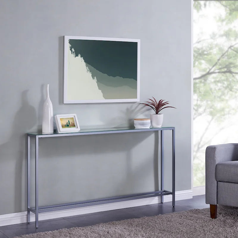 Console étroite or/noir/argent avec plateau miroir – Entrée 1 personne