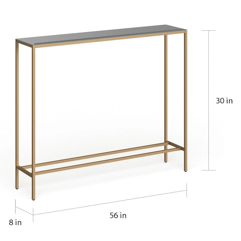 Console étroite or/noir/argent avec plateau miroir – Entrée 1 personne