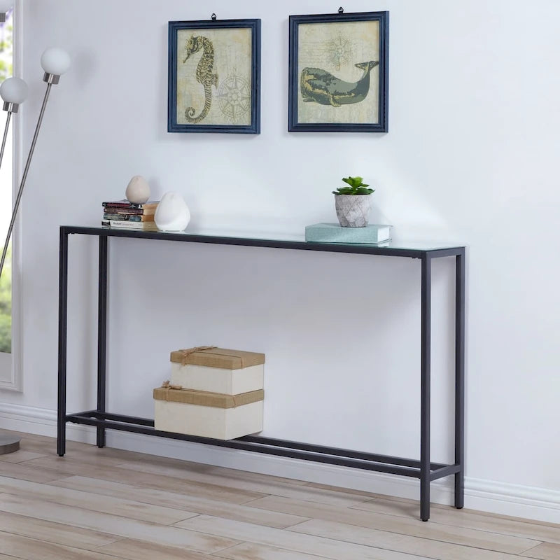 Console étroite or/noir/argent avec plateau miroir – Entrée 1 personne