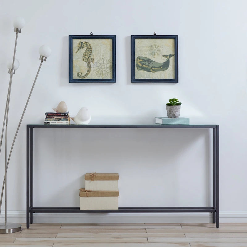 Console étroite or/noir/argent avec plateau miroir – Entrée 1 personne