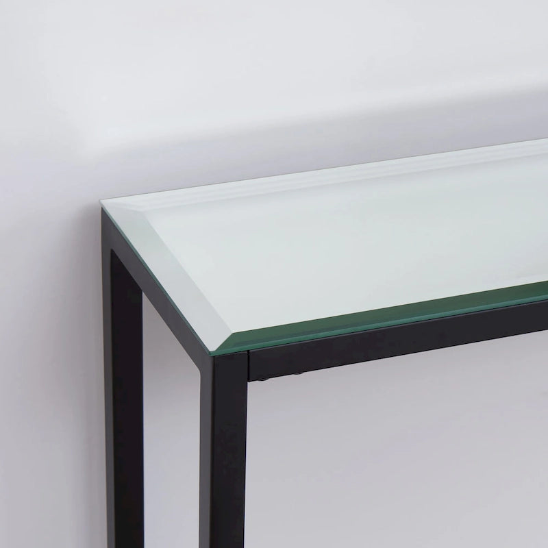 Console étroite or/noir/argent avec plateau miroir – Entrée 1 personne