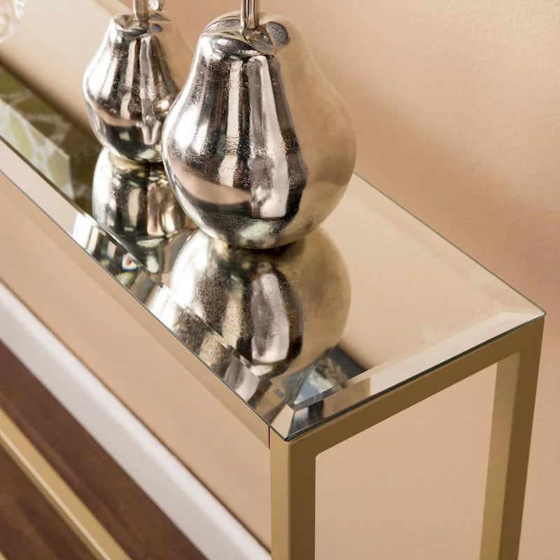 Console étroite or/noir/argent avec plateau miroir – Entrée 1 personne
