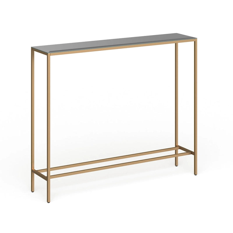 Console étroite or/noir/argent avec plateau miroir – Entrée 1 personne