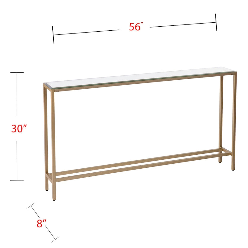 Console étroite or/noir/argent avec plateau miroir – Entrée 1 personne
