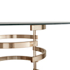 Table de salle à manger à hauteur de comptoir, plateau en verre rond, coloris or champagne et argent, 4 places