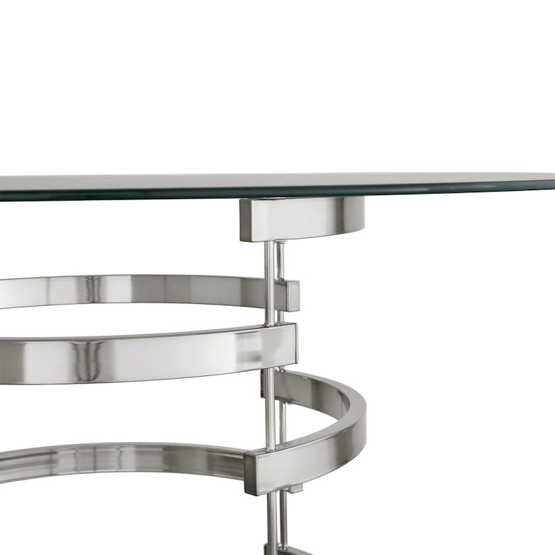 Table de salle à manger à hauteur de comptoir, plateau en verre rond, coloris or champagne et argent, 4 places