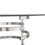 Table de salle à manger à hauteur de comptoir, plateau en verre rond, coloris or champagne et argent, 4 places