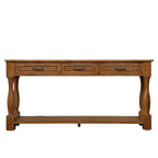 Marron/Bleu Rétro/Blanc Antique/Bleu Marine/Espresso – Table console mi-siècle de 160 cm, 3 tiroirs, assemblage par 1 personne