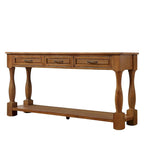 Marron/Bleu Rétro/Blanc Antique/Bleu Marine/Espresso – Table console mi-siècle de 160 cm, 3 tiroirs, assemblage par 1 personne