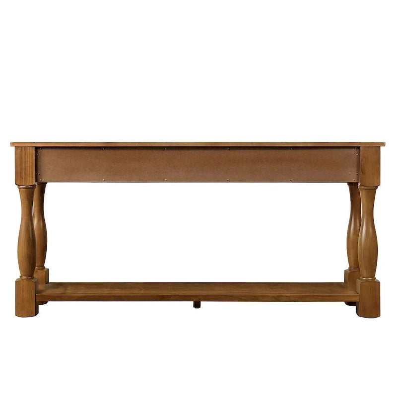 Marron/Bleu Rétro/Blanc Antique/Bleu Marine/Espresso – Table console mi-siècle de 160 cm, 3 tiroirs, assemblage par 1 personne