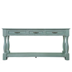 Marron/Bleu Rétro/Blanc Antique/Bleu Marine/Espresso – Table console mi-siècle de 160 cm, 3 tiroirs, assemblage par 1 personne