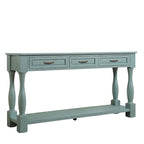 Marron/Bleu Rétro/Blanc Antique/Bleu Marine/Espresso – Table console mi-siècle de 160 cm, 3 tiroirs, assemblage par 1 personne