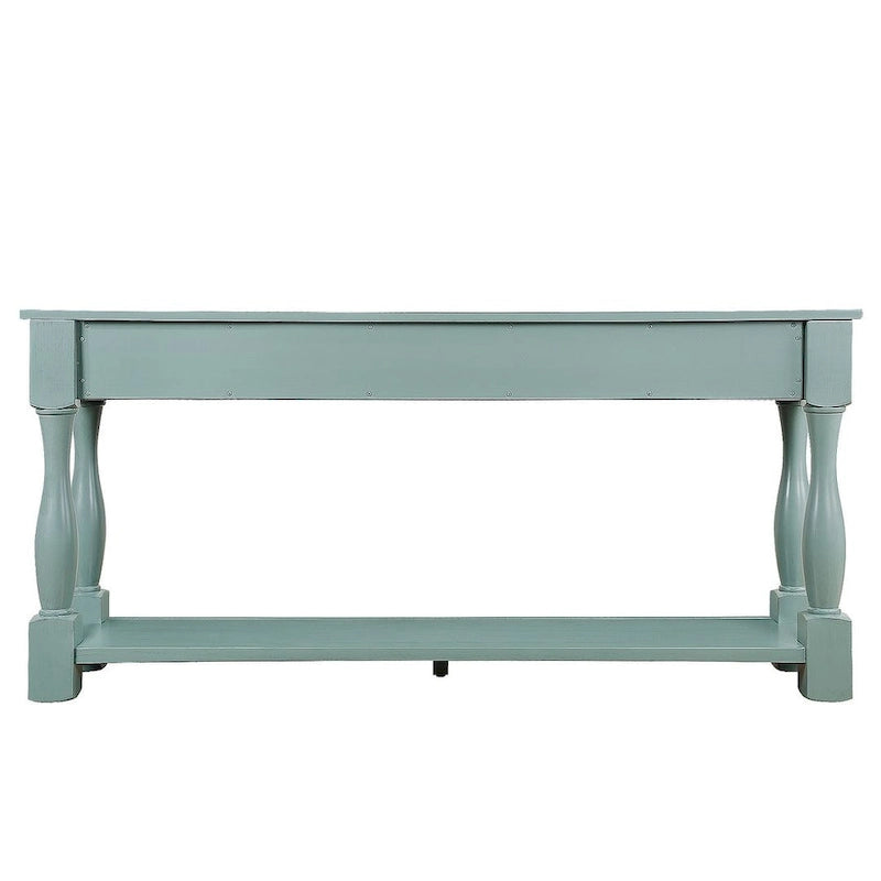 Marron/Bleu Rétro/Blanc Antique/Bleu Marine/Espresso – Table console mi-siècle de 160 cm, 3 tiroirs, assemblage par 1 personne