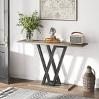 Console Industrielle – Marron Rustique / Blanc Marbre / Gris, Monobloc, Style Entrée & Canapé